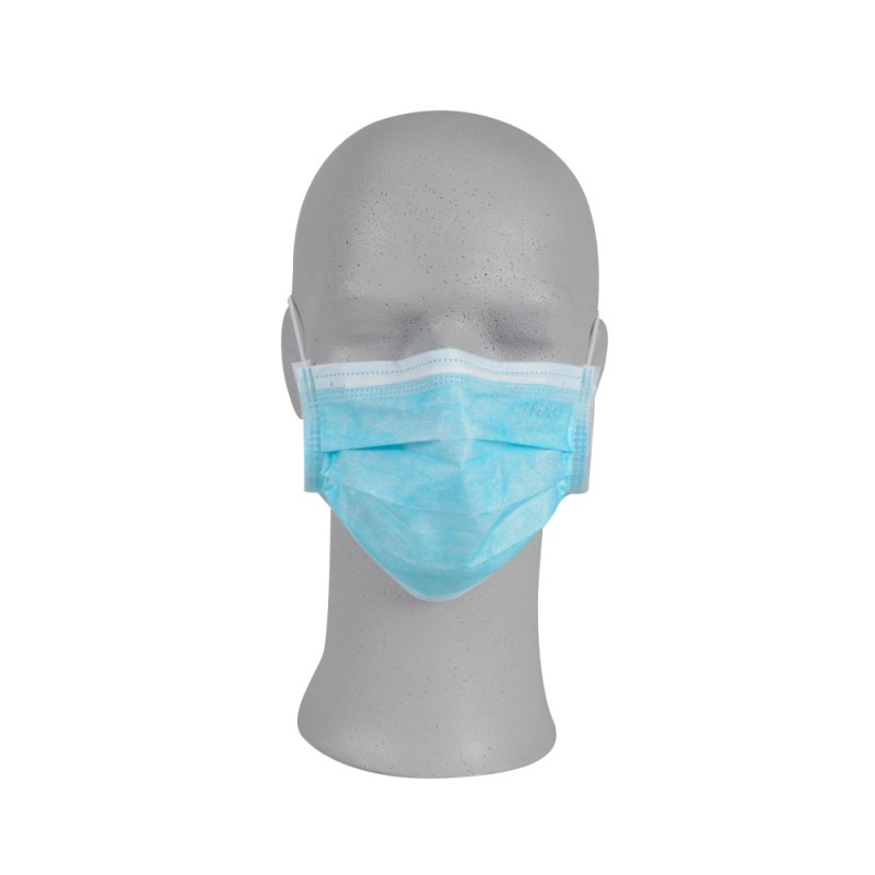 Vienreizlietojamās 3-slāņu sejas aizsargmaskas zilas 50 gab.