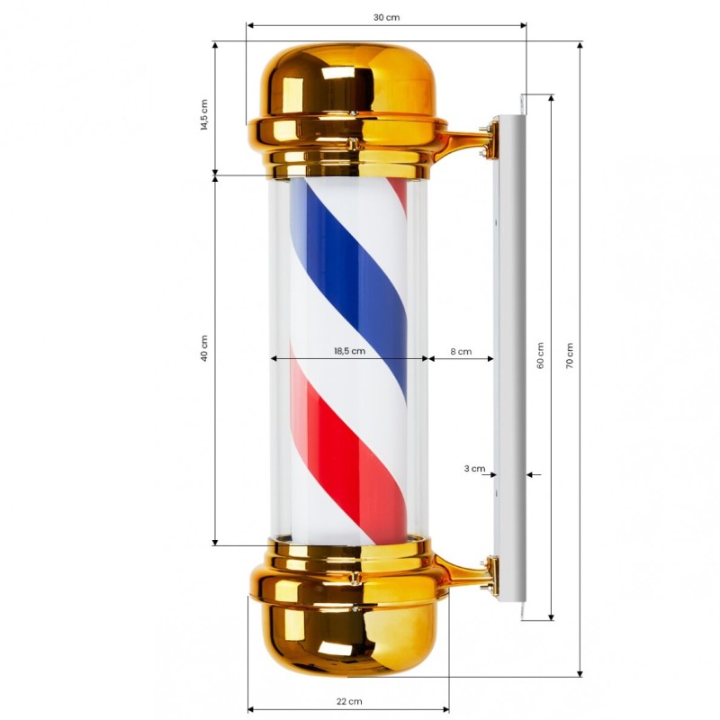 Pöörlev valgusreklaam BARBER BB-02, kuldne