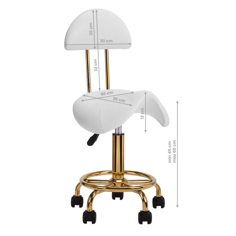Sadultool seljatoega 6001, valge-kuldne