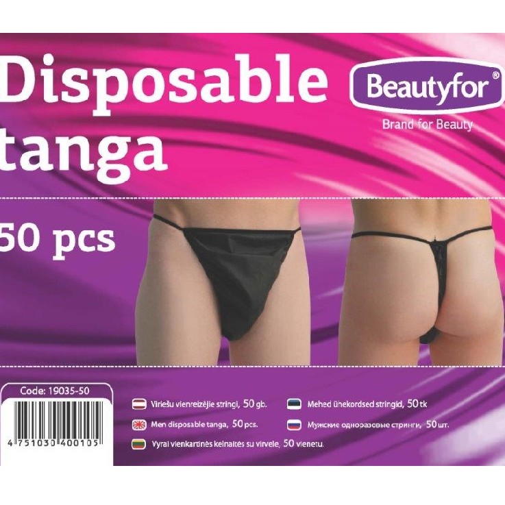 Beautyfor vienreizlietojamie neaustā materiāla vīriešu stringi melni 50gb