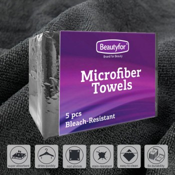Beautyfor mikrošķiedras dvieļi 70cv x 40cm melni 5gb
