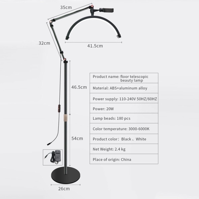 BEAUTYFOR LED Moon HD-M2X lamp poolkuukujuline põrandajalal, valge 