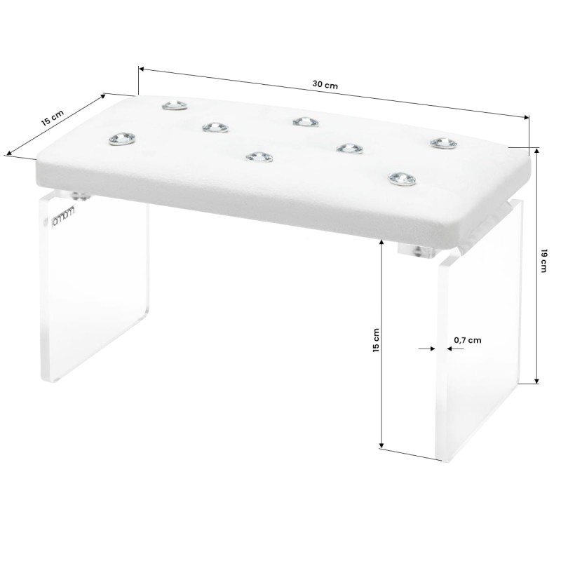 Maniküüri käetugi MOMO DIAMOND VELVET, valge